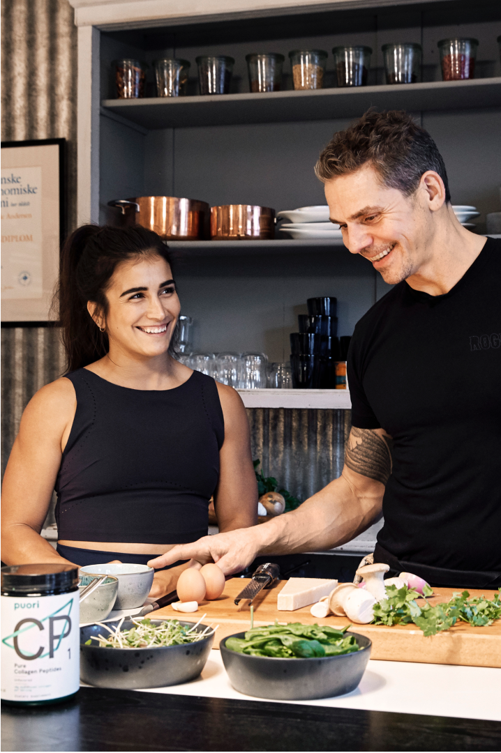 Thomas Rode and Lauren Fisher cooking CP1 recipes